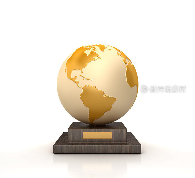奖杯与全球世界- 3D渲染